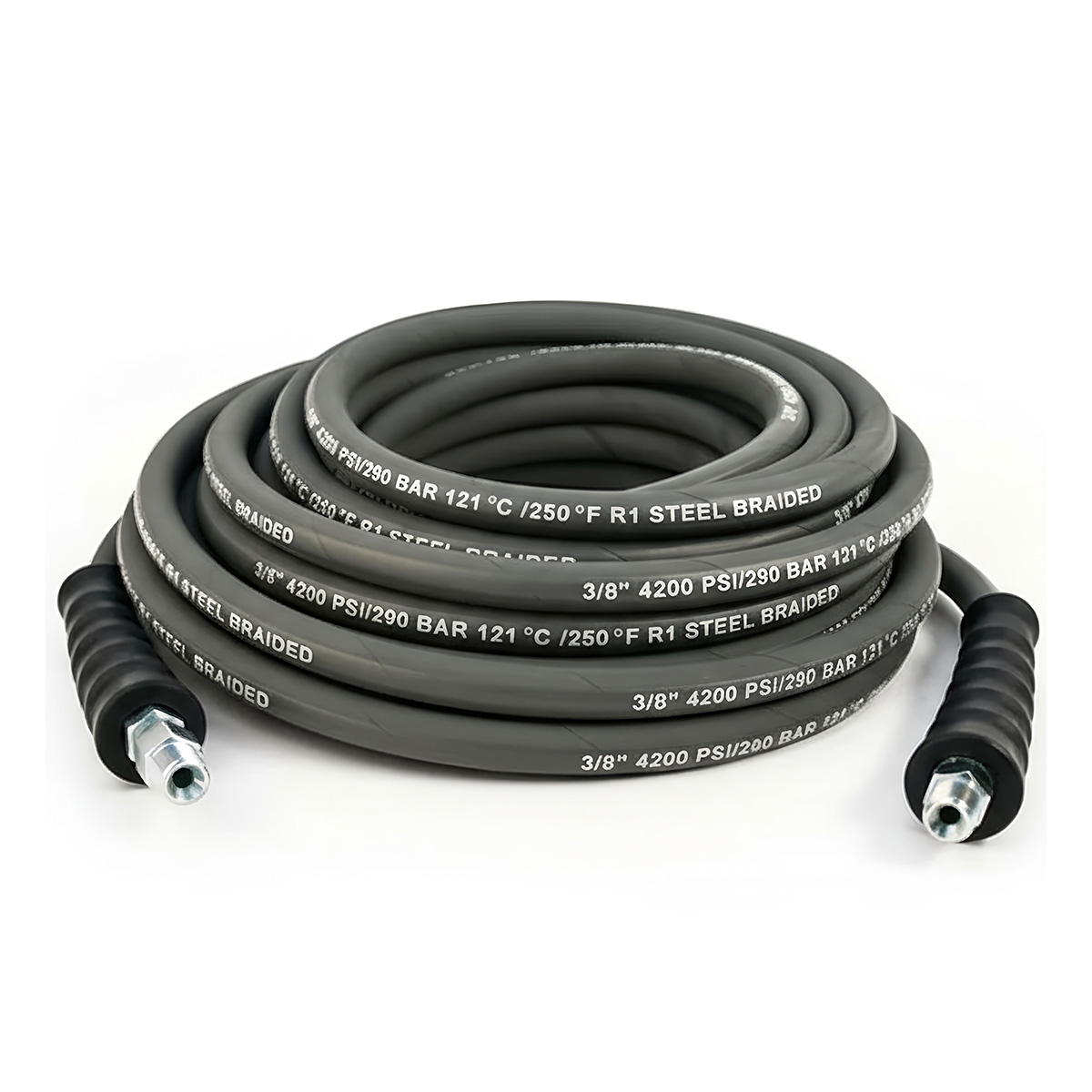 Gray Non-Marking Pressure Washer Hose, 3/8" ID 4200 PSI 1-Wire, SWxSO